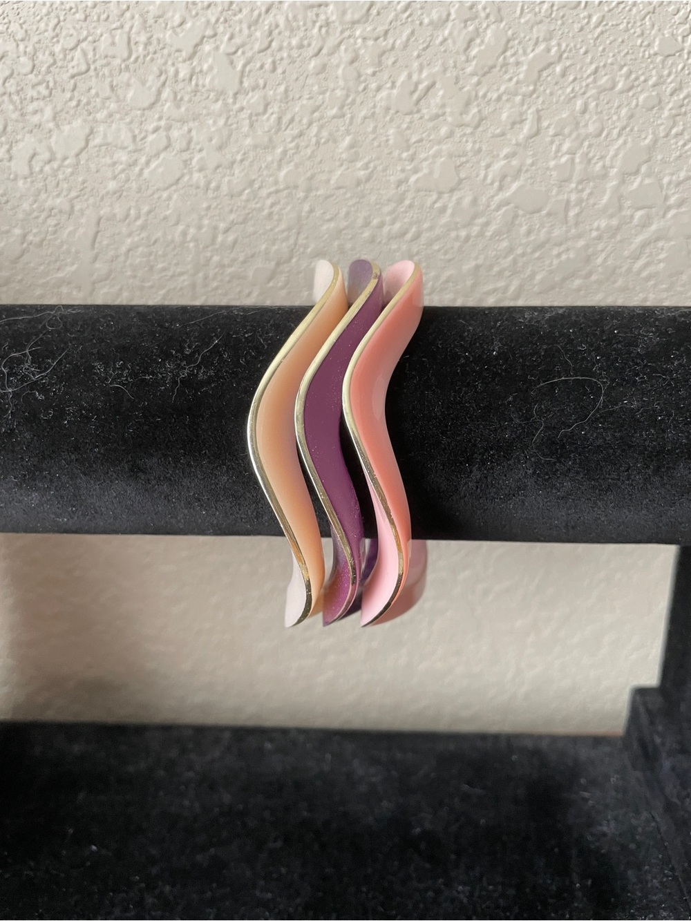 Decorative Wavy Wall Accent - Pink, Purple & Cream
